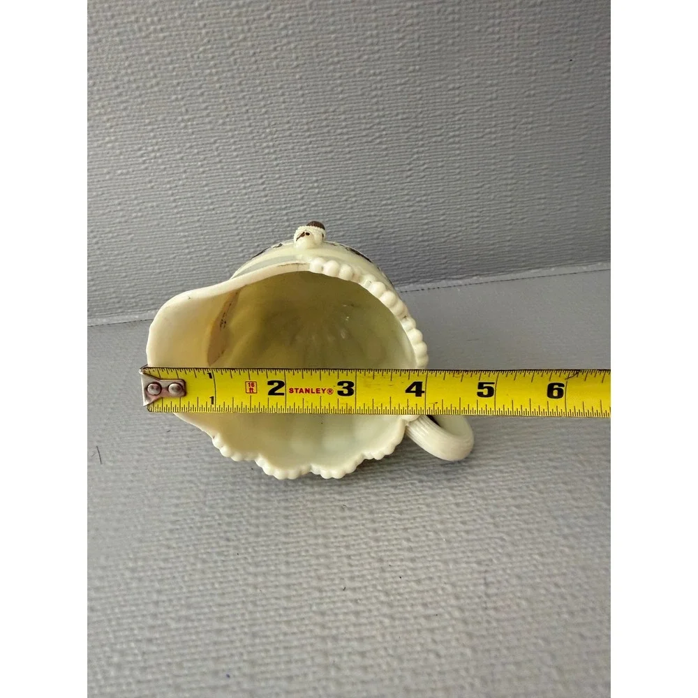 Vintage Custard‎ Uranium Glass Creamer Pitcher Shell Design UV Glow Floral